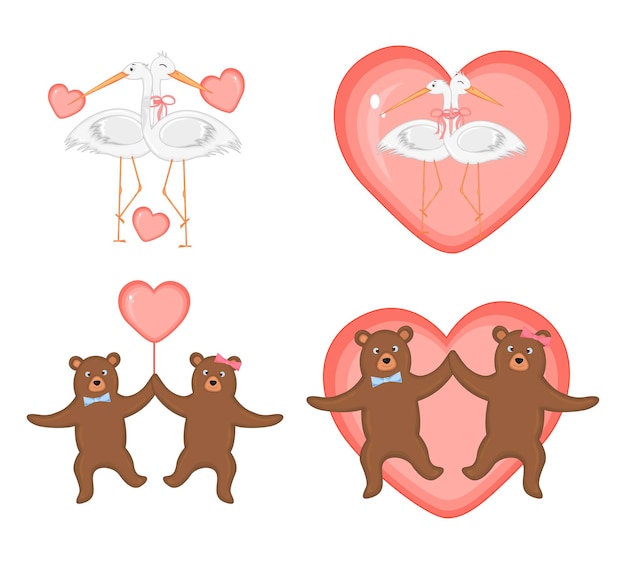 Conjunto de ilustraciones vectoriales para el día de san valentín.