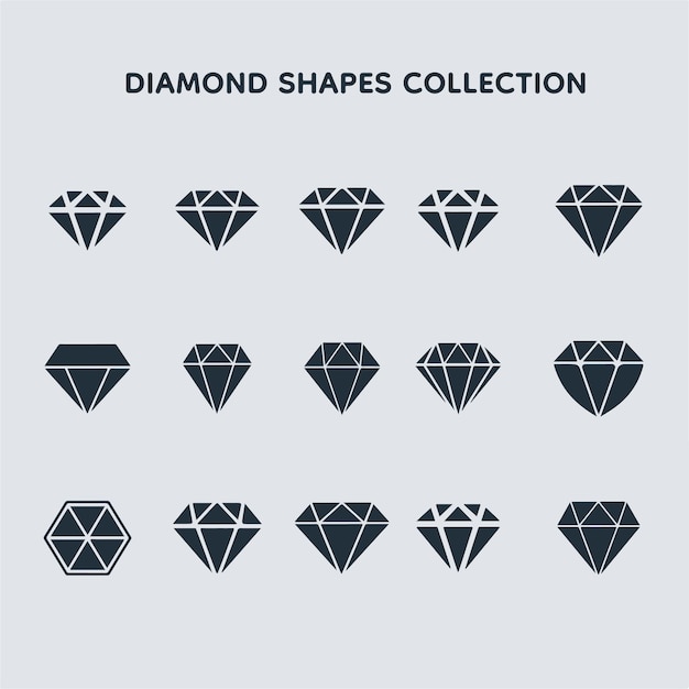 Conjunto de ilustraciones vectoriales de diamantes dibujadas a mano