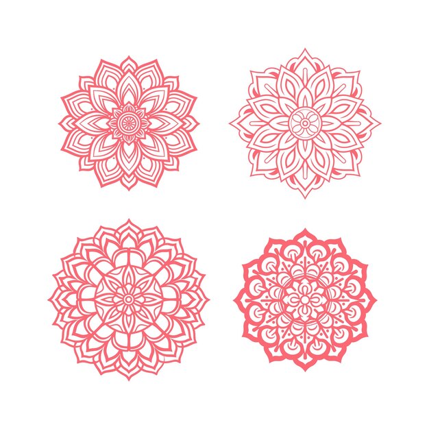 Conjunto de ilustraciones vectoriales de diseño de contorno de Mandala