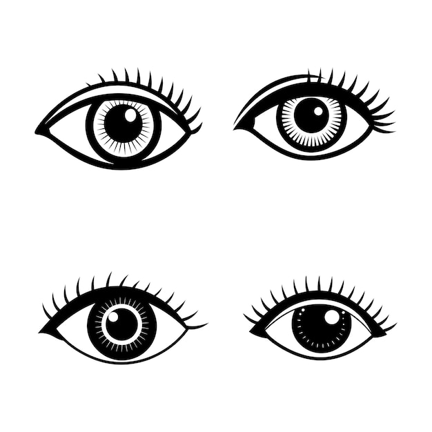 Conjunto de ilustraciones vectoriales para el diseño de Cute Eye Silhouette