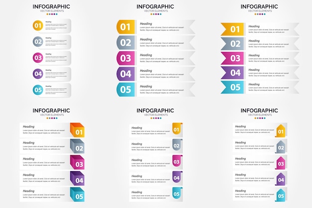 Este conjunto de ilustraciones vectoriales es ideal para crear infografías para folletos publicitarios, volantes y revistas.