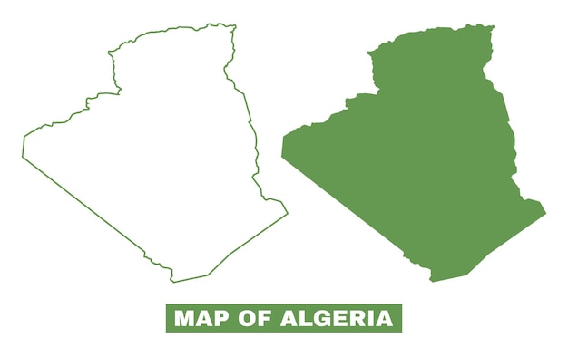 El conjunto de ilustraciones vectoriales de estilo mapa plano de contorno simple de Argelia