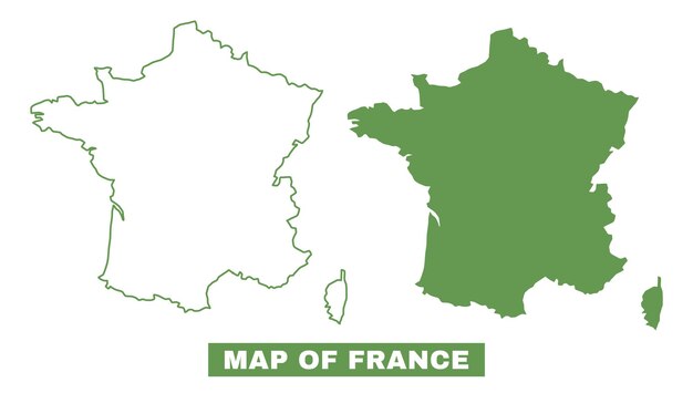 El conjunto de ilustraciones vectoriales de estilo mapa plano de Francia Simple Outline