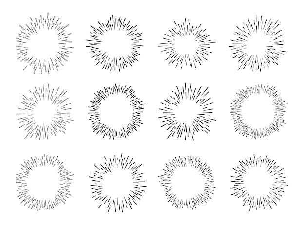 Conjunto de ilustraciones vectoriales de explosión dibujadas a mano por Starburst