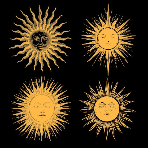 Conjunto de ilustraciones vectoriales de fases lunares Diferentes etapas de actividad de la luz de la luna en grabados antiguos