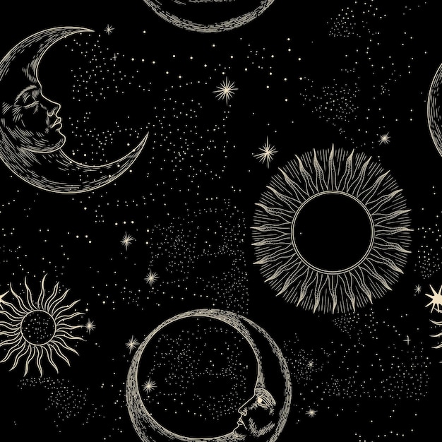 Conjunto de ilustraciones vectoriales de fases lunares Diferentes etapas de actividad de la luz de la luna en grabados antiguos