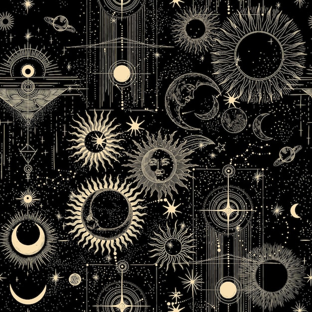 Conjunto de ilustraciones vectoriales de fases lunares Diferentes etapas de actividad de la luz de la luna en grabados antiguos
