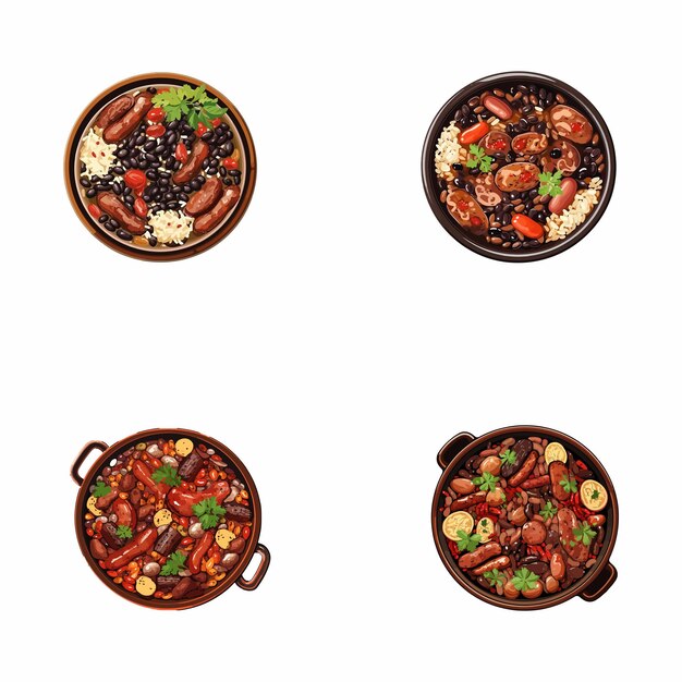 Conjunto de ilustraciones vectoriales de feijoada