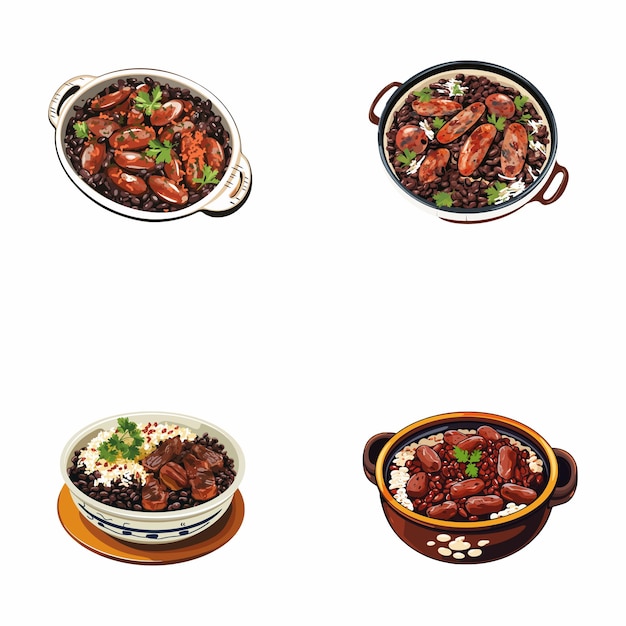 Vector conjunto de ilustraciones vectoriales de feijoada