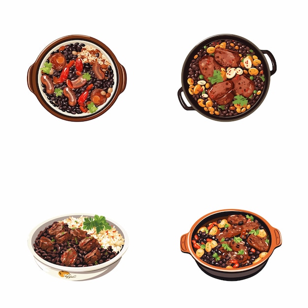 Vector conjunto de ilustraciones vectoriales de feijoada