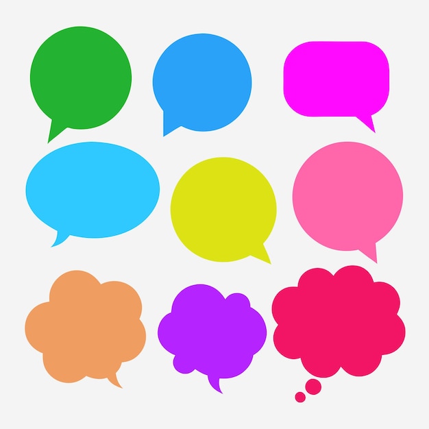 El conjunto de ilustraciones vectoriales Flat Color Blank Comic Speech Bubbles
