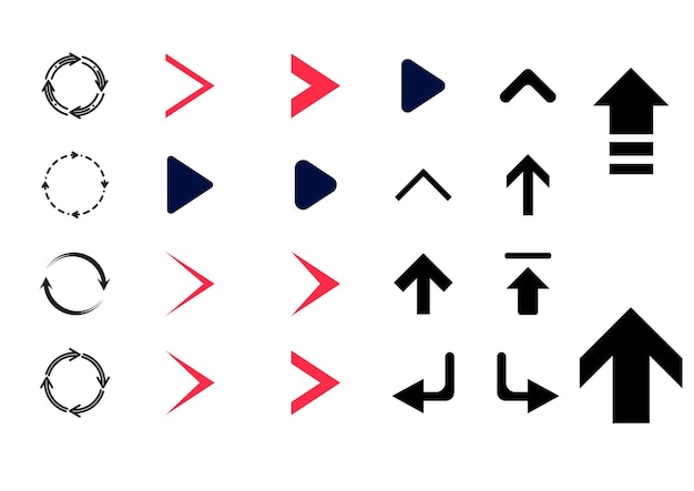 Vector conjunto de ilustraciones vectoriales de flecha de nuevo estilo y círculo de flecha redonda
