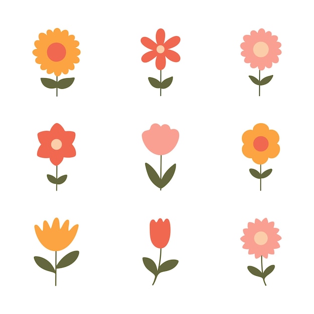 Conjunto de ilustraciones vectoriales de flores vibrantes