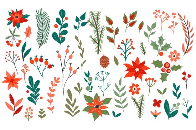 Conjunto de ilustraciones vectoriales de follaje
