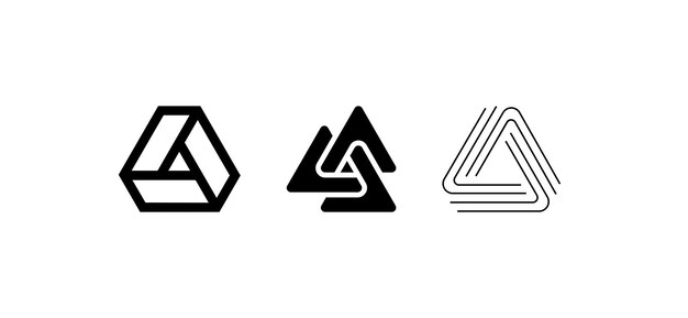 Conjunto de ilustraciones vectoriales con formas geométricas abstractas e íconos de triángulos