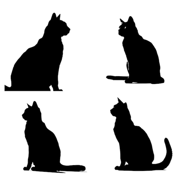 Vector un conjunto de ilustraciones vectoriales de gatos sentados