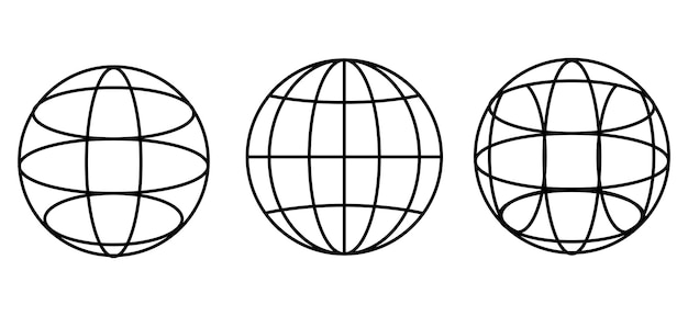 Conjunto de ilustraciones vectoriales del globo del marco de alambre