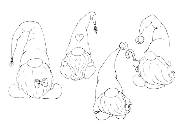 conjunto de ilustraciones vectoriales de gnomos de dibujos animados