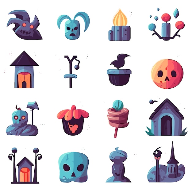 Conjunto de ilustraciones vectoriales de Halloween