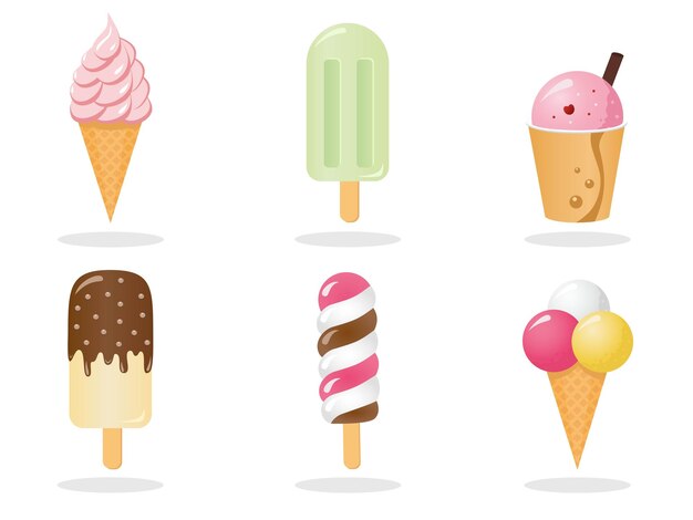 Vector conjunto de ilustraciones vectoriales de helado