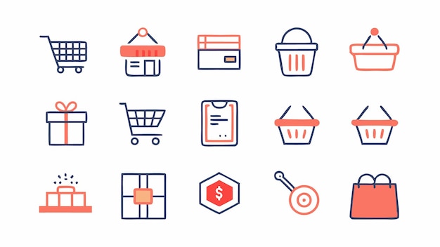 Conjunto de ilustraciones vectoriales de iconos de compras