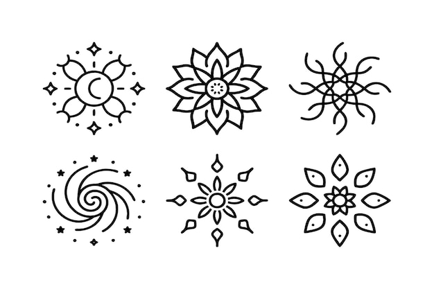 conjunto de ilustraciones vectoriales de íconos de mandala