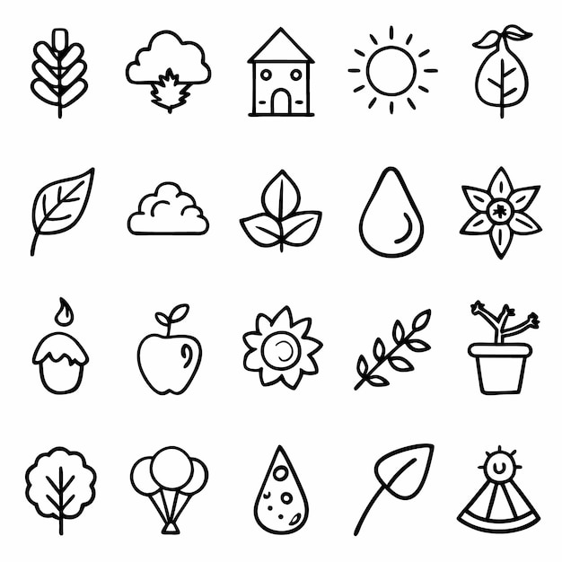 Un conjunto de ilustraciones vectoriales de iconos naturales