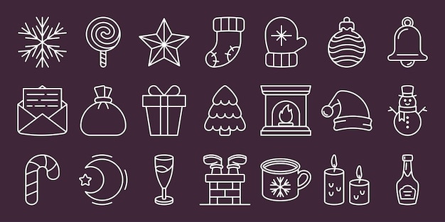 Conjunto de ilustraciones vectoriales de iconos de navidad