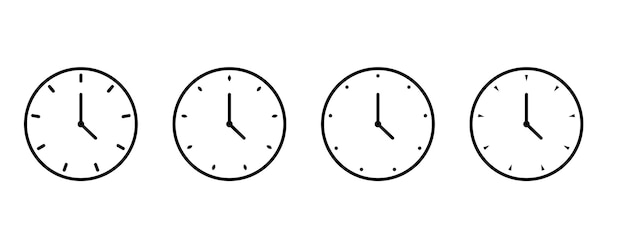 Conjunto de ilustraciones vectoriales de iconos de reloj Icono vectorial de reloj de pared Icono vector de tiempo de reloj
