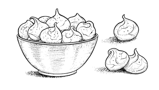 Conjunto de ilustraciones vectoriales incompletas de galletas de merengue