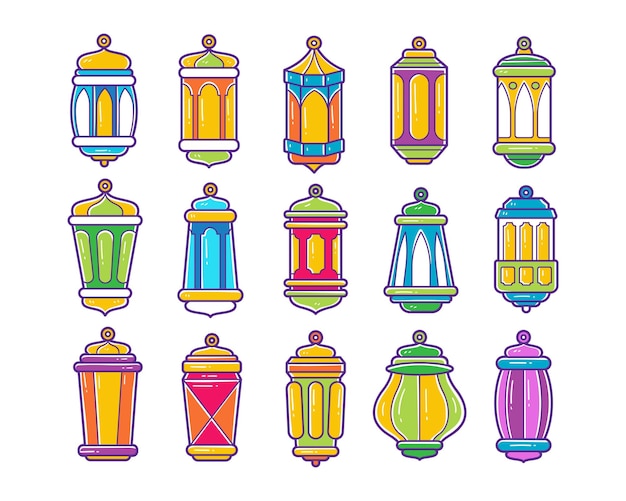 Conjunto de ilustraciones vectoriales de linternas de Ramadán