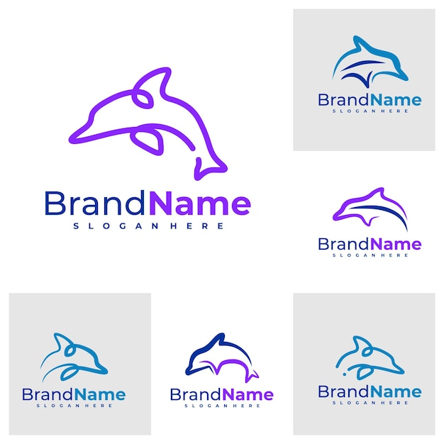Conjunto de ilustraciones vectoriales del logotipo de Dolphin