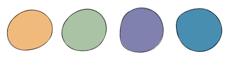 Vector conjunto de ilustraciones vectoriales de manchas redondas de colores dibujadas a mano
