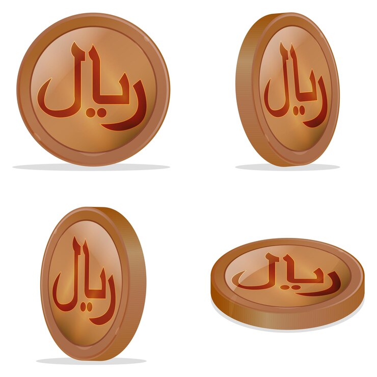 Vector conjunto de ilustraciones vectoriales de monedas de bronce de riyal