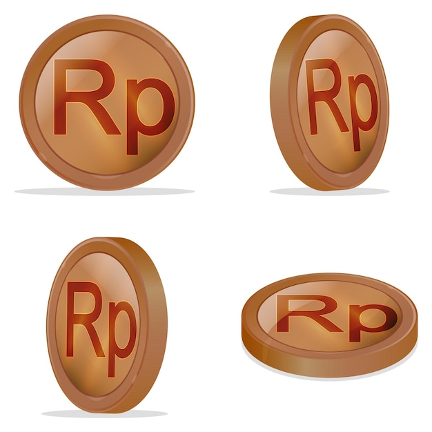 Conjunto de ilustraciones vectoriales de monedas de bronce de rupias