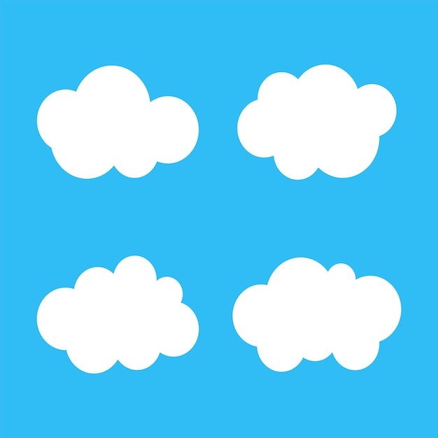 Conjunto de ilustraciones vectoriales de nubes blancas y cielo azul