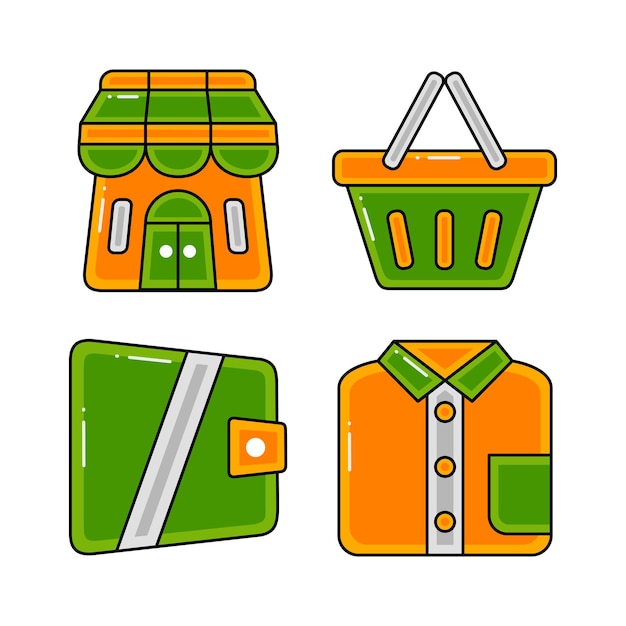 conjunto de ilustraciones vectoriales de objetos de compras