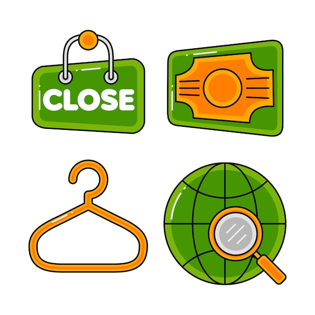 conjunto de ilustraciones vectoriales de objetos de compras