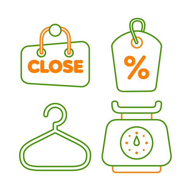 conjunto de ilustraciones vectoriales de objetos de compras