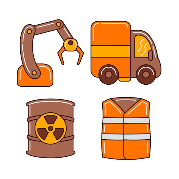 conjunto de ilustraciones vectoriales de objetos industriales