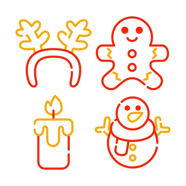 conjunto de ilustraciones vectoriales de objetos de Navidad