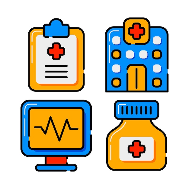 conjunto de ilustraciones vectoriales de objetos sanitarios
