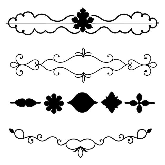 Conjunto de ilustraciones vectoriales de ornamentos de divisores elegantes