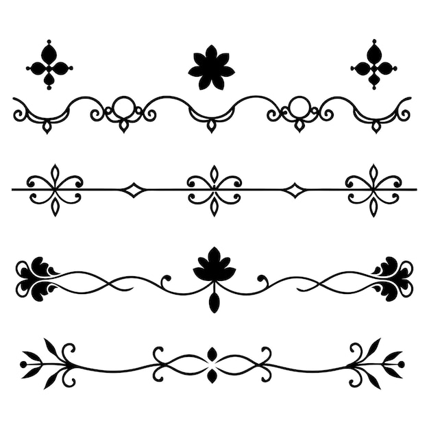 Conjunto de ilustraciones vectoriales de ornamentos de divisores elegantes