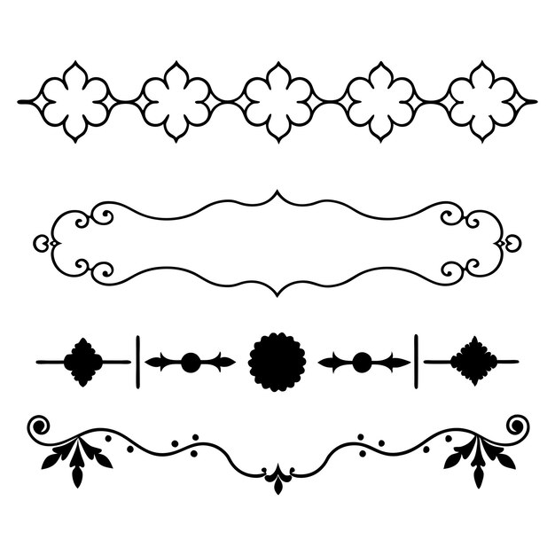 Conjunto de ilustraciones vectoriales de ornamentos de divisores elegantes