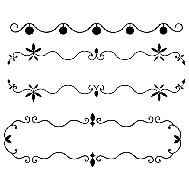 Conjunto de ilustraciones vectoriales de ornamentos de divisores elegantes