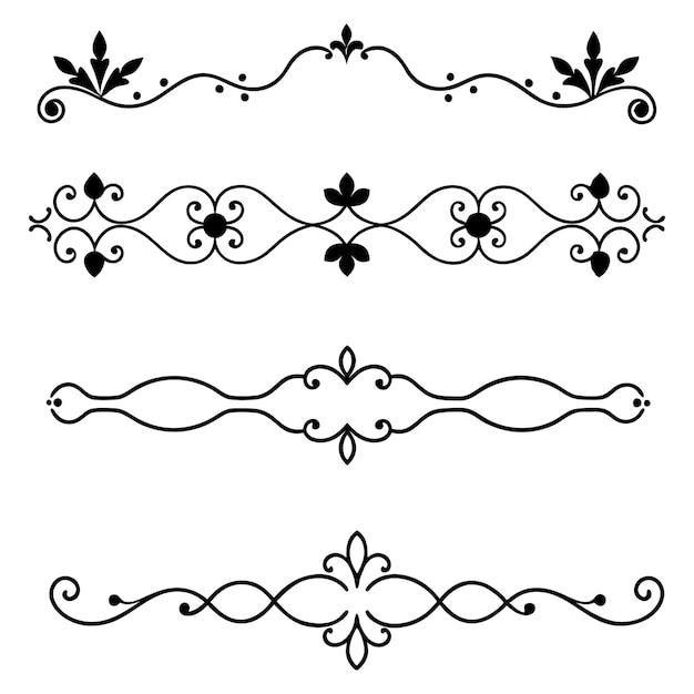 Conjunto de ilustraciones vectoriales de ornamentos de divisores elegantes