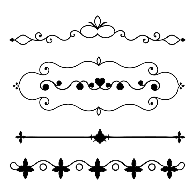 Conjunto de ilustraciones vectoriales de ornamentos de divisores elegantes