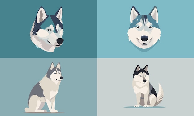 Un conjunto de ilustraciones vectoriales de perros