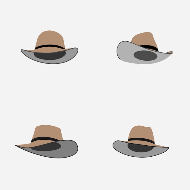 conjunto de ilustraciones vectoriales planas de sombrero de vaquero